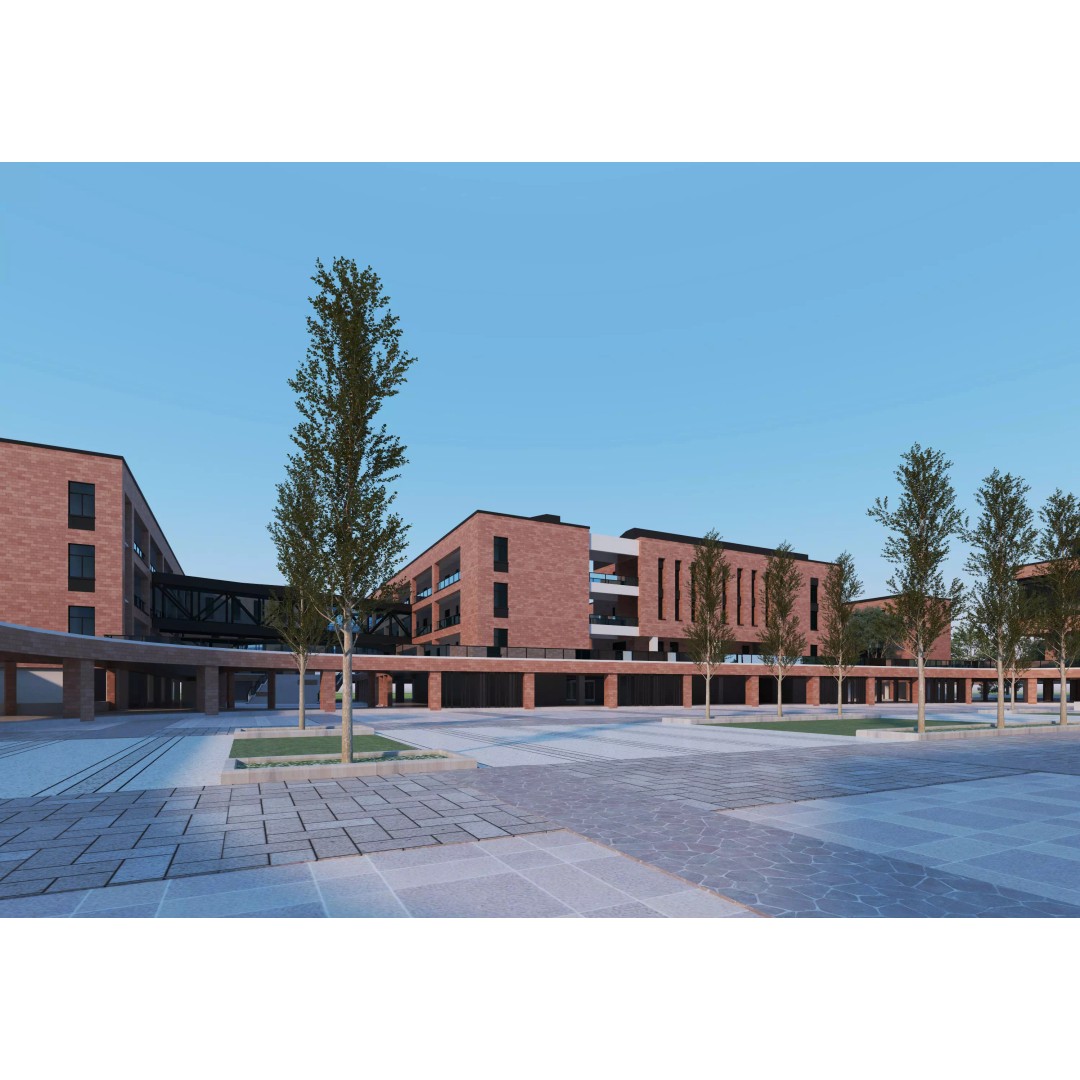 School Building 3D Model – Low Poly Exterior Asset, FBX, OBJ - View 3