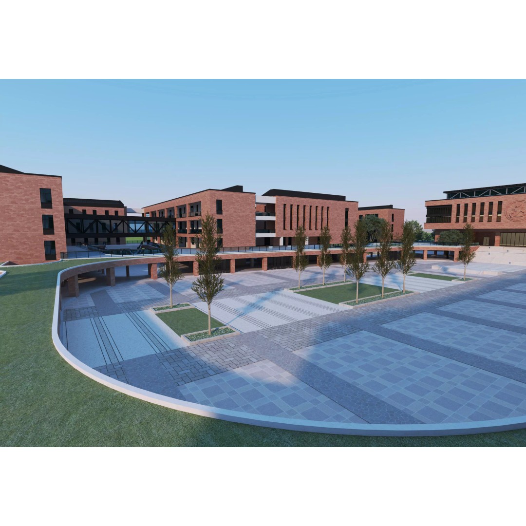 School Building 3D Model – Low Poly Exterior Asset, FBX, OBJ - View 5