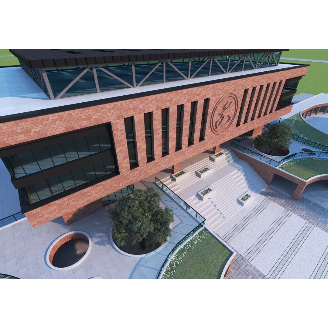 School Building 3D Model – Low Poly Exterior Asset, FBX, OBJ - View 6