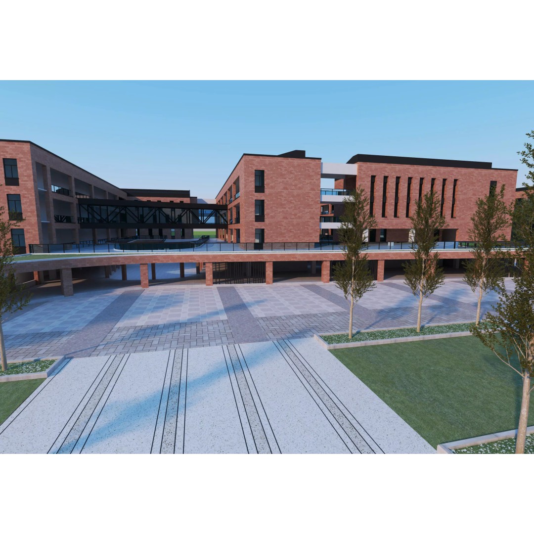 School Building 3D Model – Low Poly Exterior Asset, FBX, OBJ - View 7