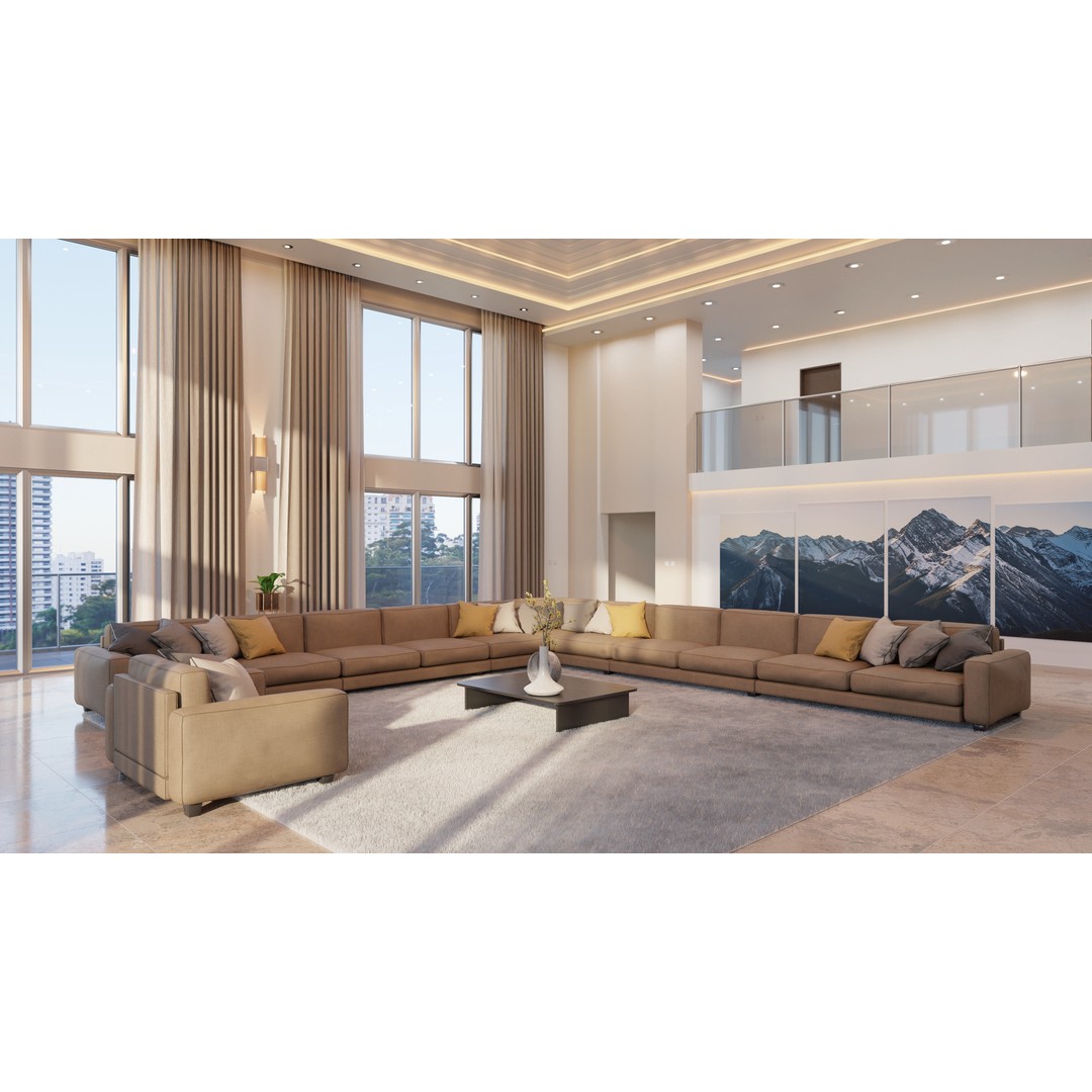 Modern Living Room 3D Model – High Poly Interior Design, Blender, FBX - View 10