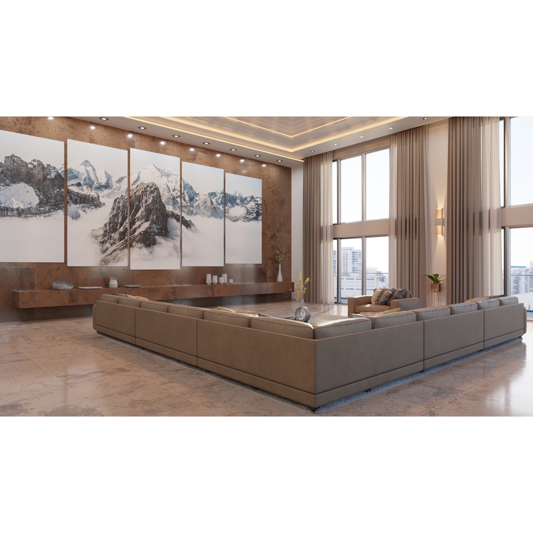 Modern Living Room 3D Model – High Poly Interior Design, Blender, FBX - View 11