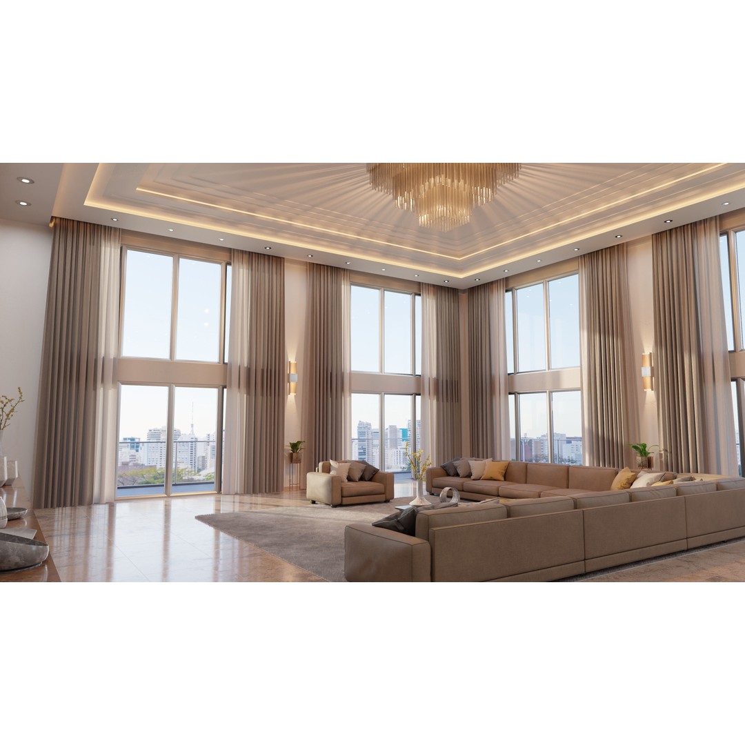 Modern Living Room 3D Model – High Poly Interior Design, Blender, FBX - View 3