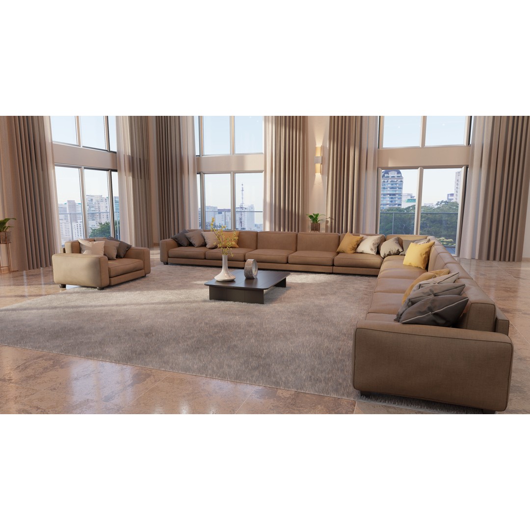 Modern Living Room 3D Model – High Poly Interior Design, Blender, FBX - View 7