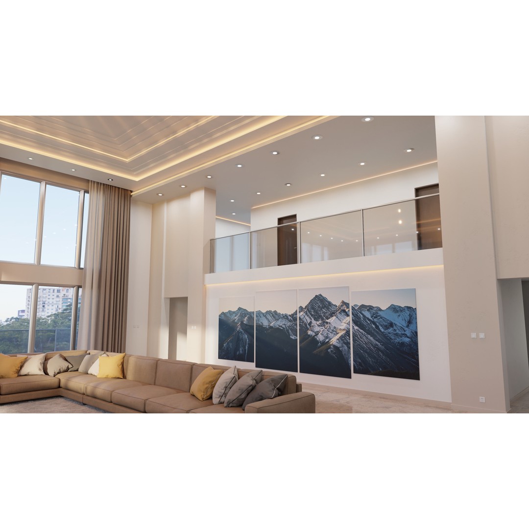 Modern Living Room 3D Model – High Poly Interior Design, Blender, FBX - View 8