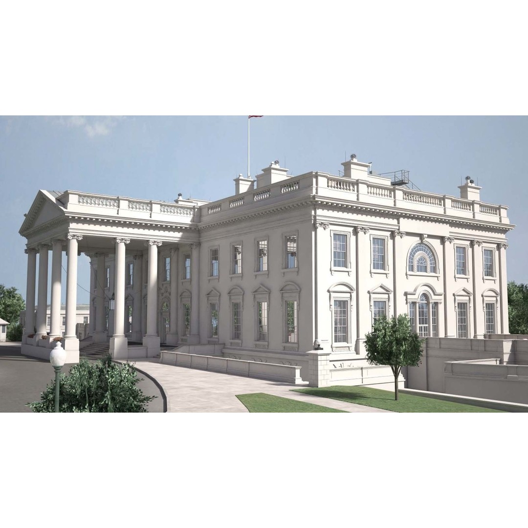 The White House Complex 3D Model – High Poly Architectural Exterior, FBX, OBJ - View 10