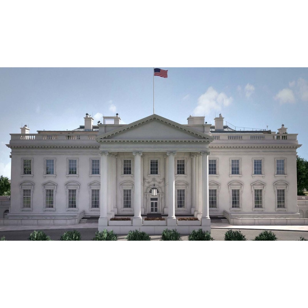 The White House Complex 3D Model – High Poly Architectural Exterior, FBX, OBJ - View 11