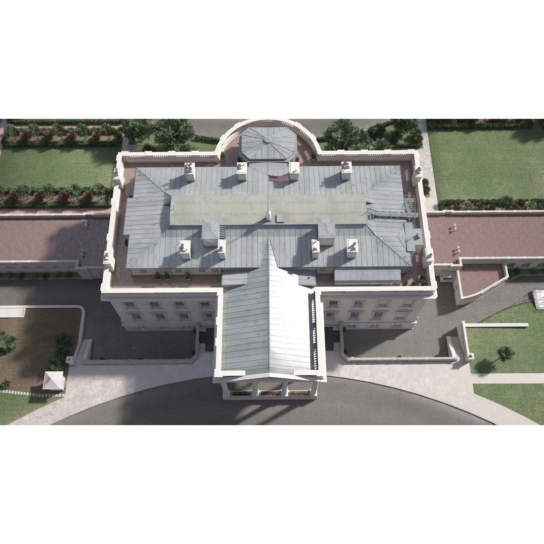 The White House Complex 3D Model – High Poly Architectural Exterior, FBX, OBJ - View 12