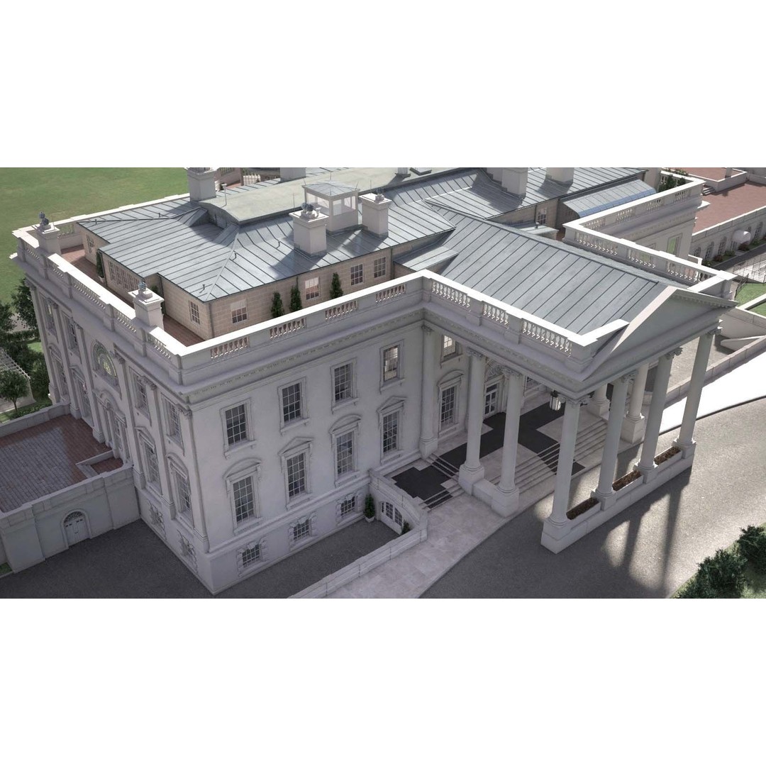 The White House Complex 3D Model – High Poly Architectural Exterior, FBX, OBJ - View 14
