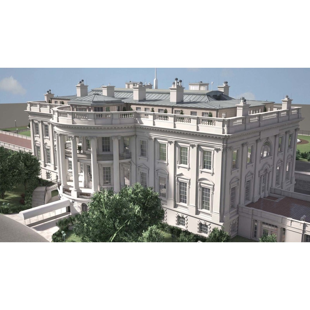 The White House Complex 3D Model – High Poly Architectural Exterior, FBX, OBJ - View 16