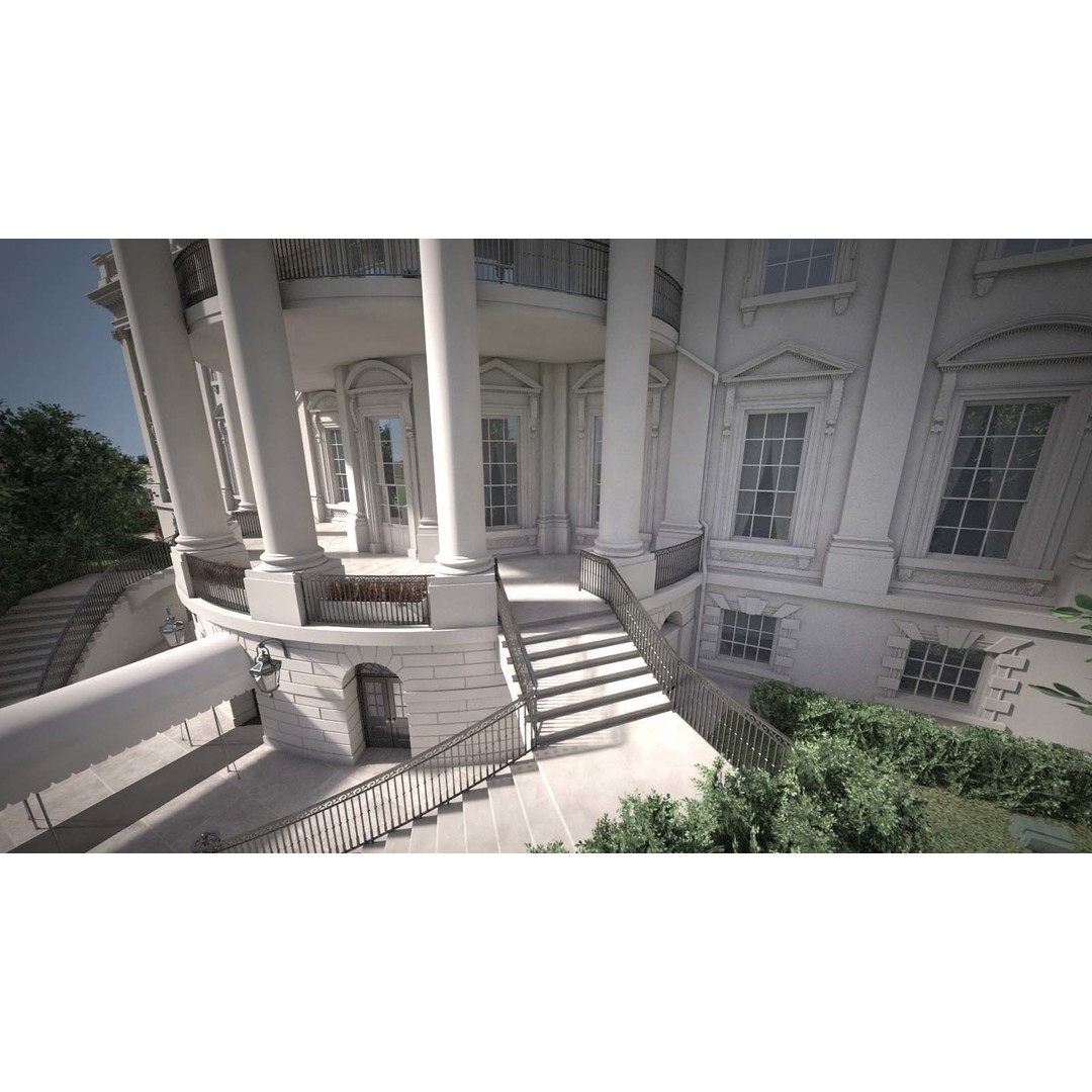 The White House Complex 3D Model – High Poly Architectural Exterior, FBX, OBJ - View 17