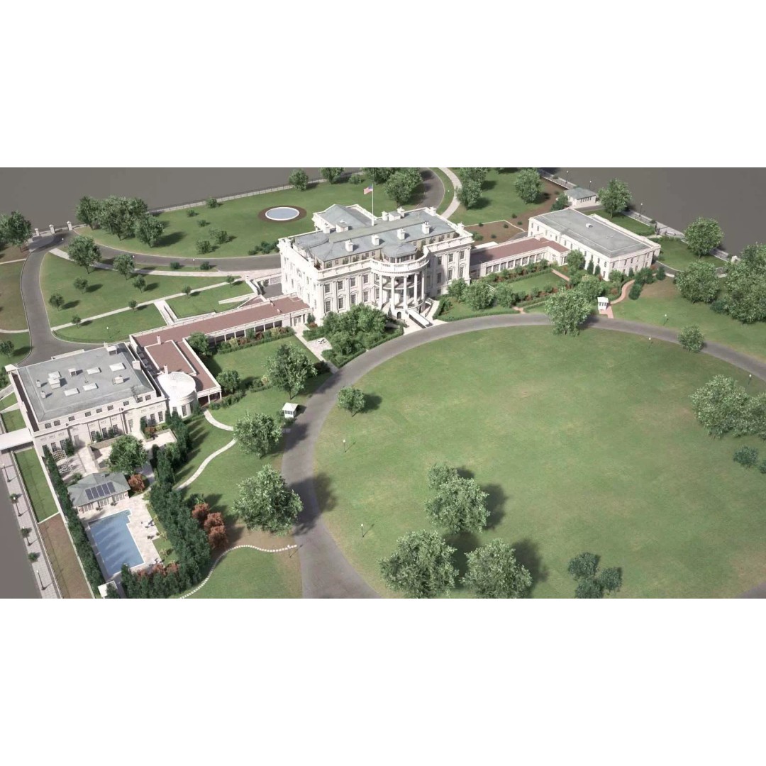 The White House Complex 3D Model – High Poly Architectural Exterior, FBX, OBJ - View 2