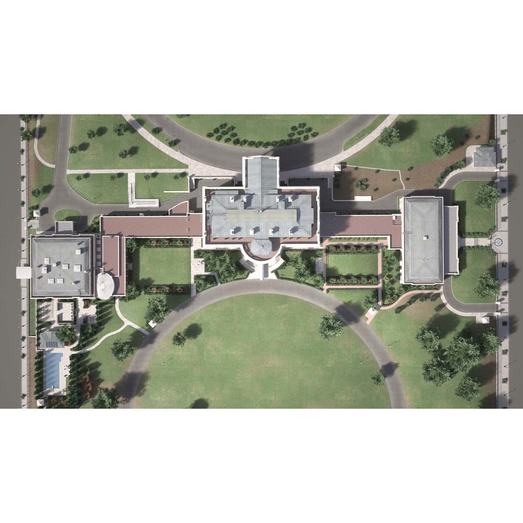 The White House Complex 3D Model – High Poly Architectural Exterior, FBX, OBJ - View 3