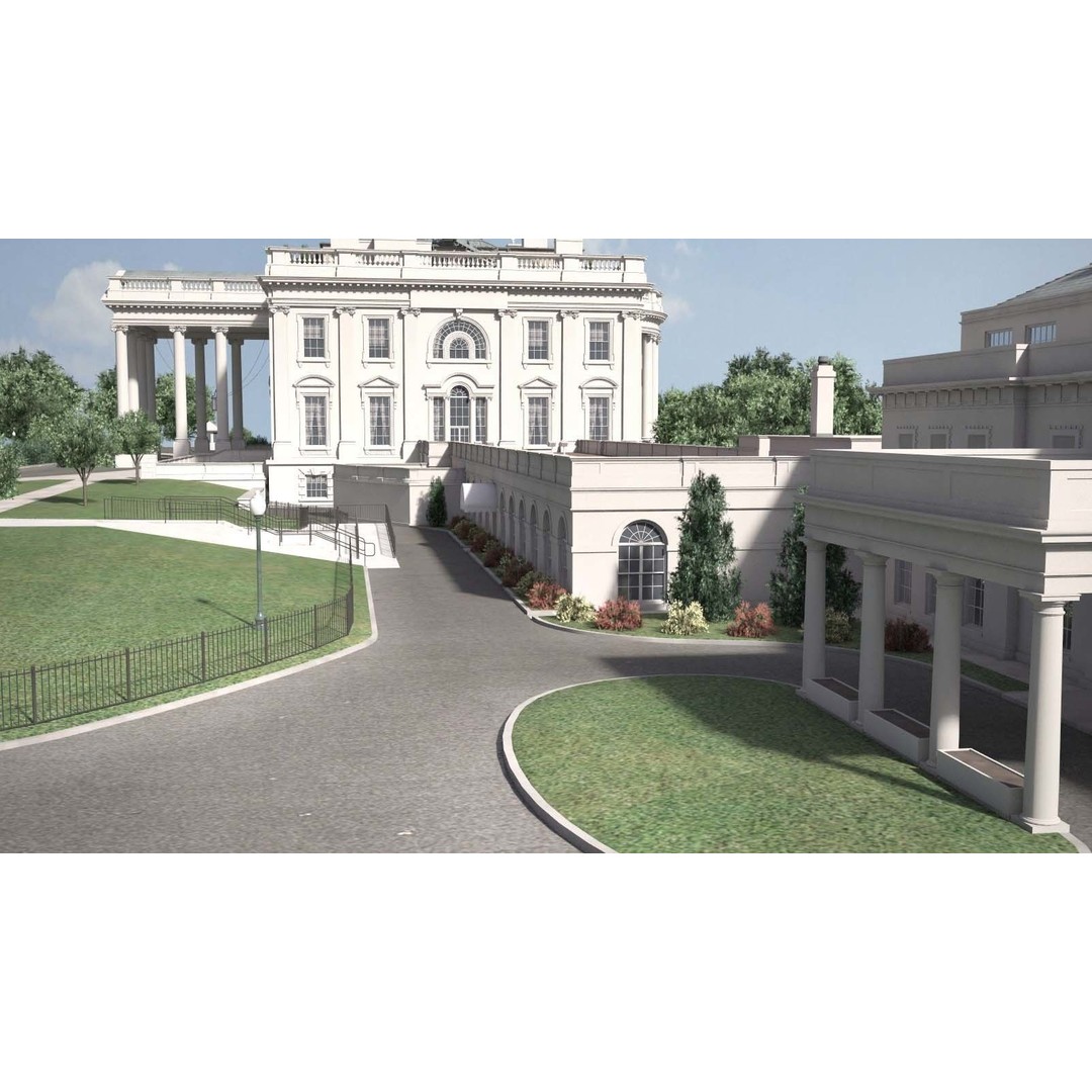 The White House Complex 3D Model – High Poly Architectural Exterior, FBX, OBJ - View 31