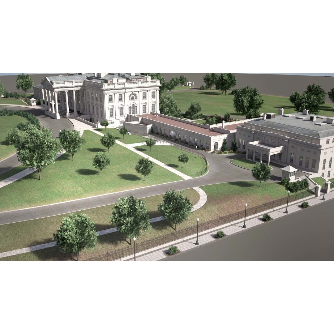 The White House Complex 3D Model – High Poly Architectural Exterior, FBX, OBJ - View 32
