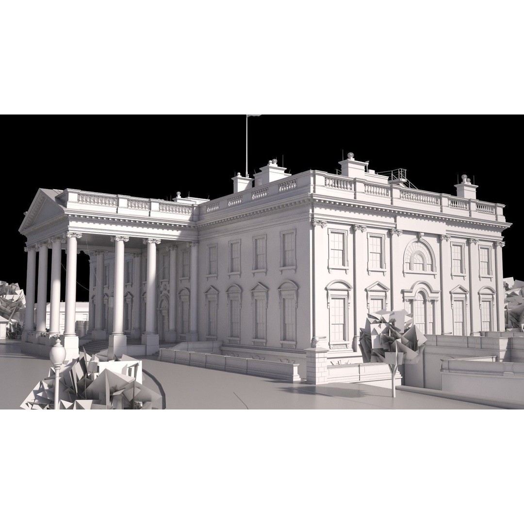 The White House Complex 3D Model – High Poly Architectural Exterior, FBX, OBJ - View 36