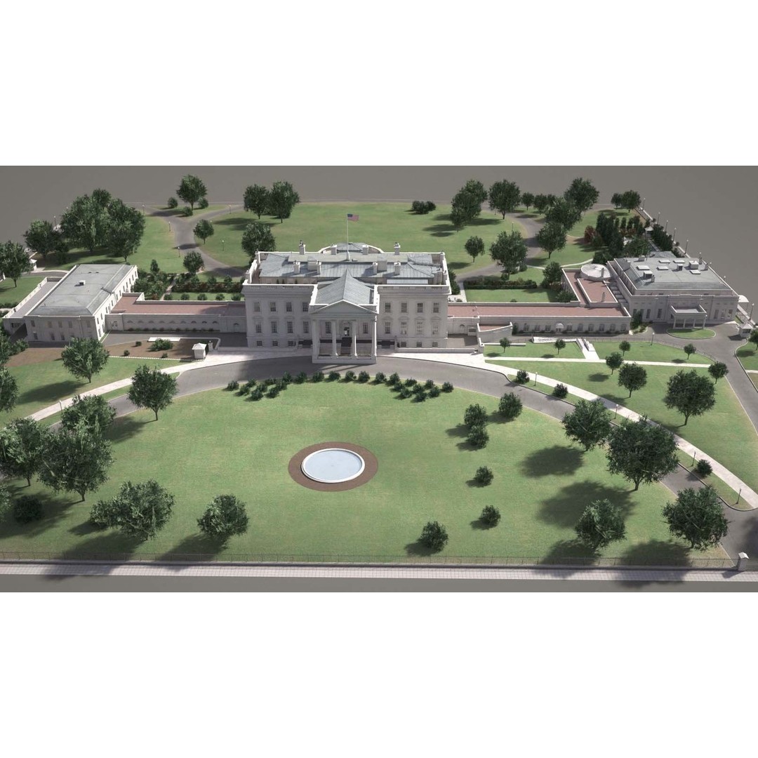 The White House Complex 3D Model – High Poly Architectural Exterior, FBX, OBJ - View 4