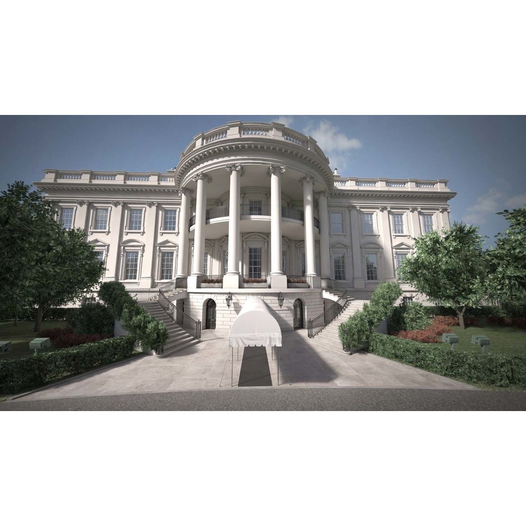 The White House Complex 3D Model – High Poly Architectural Exterior, FBX, OBJ - View 6