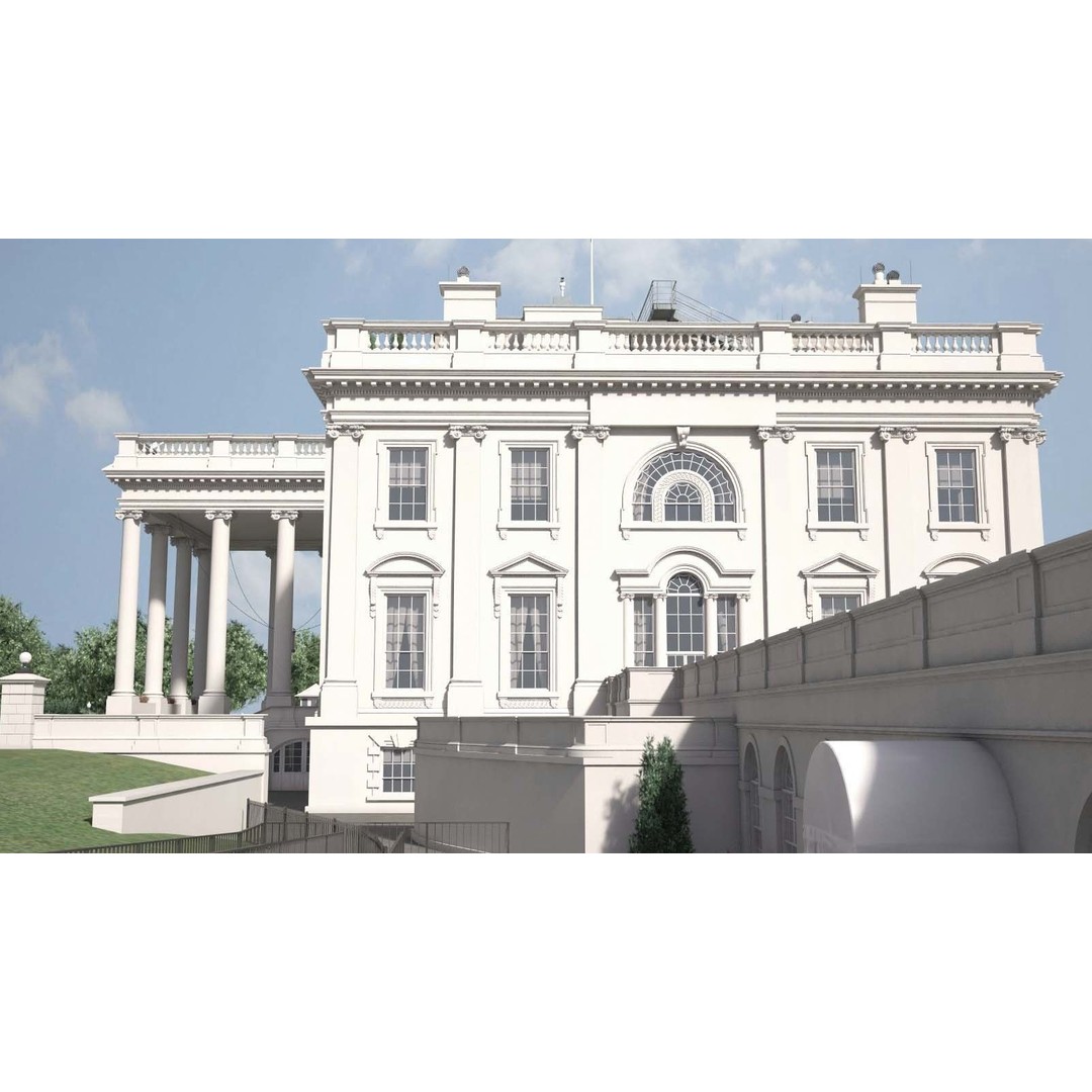The White House Complex 3D Model – High Poly Architectural Exterior, FBX, OBJ - View 8