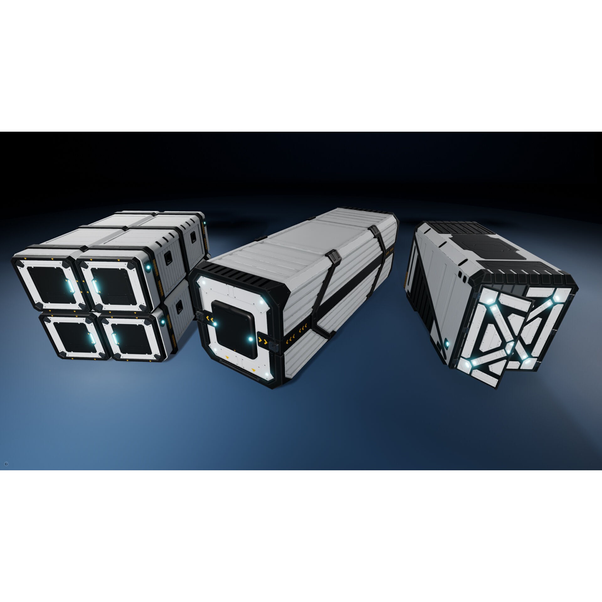 Sci-Fi Hangar Containers and Props - Low-Poly Game-Ready 3D Model - View 4