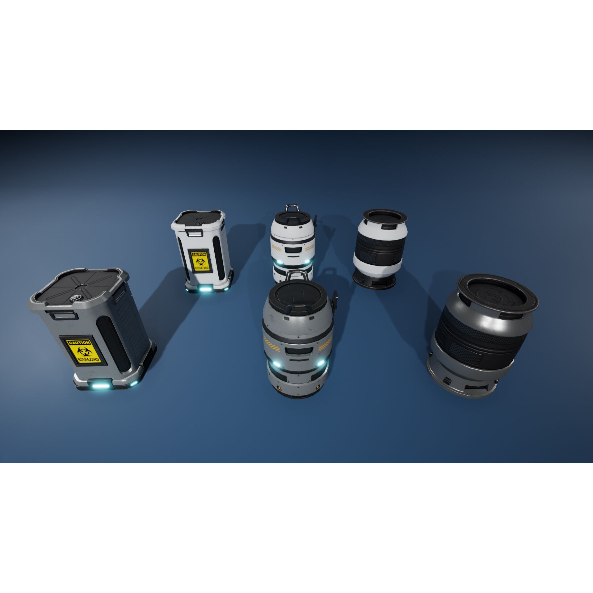 Sci-Fi Hangar Containers and Props - Low-Poly Game-Ready 3D Model - View 6