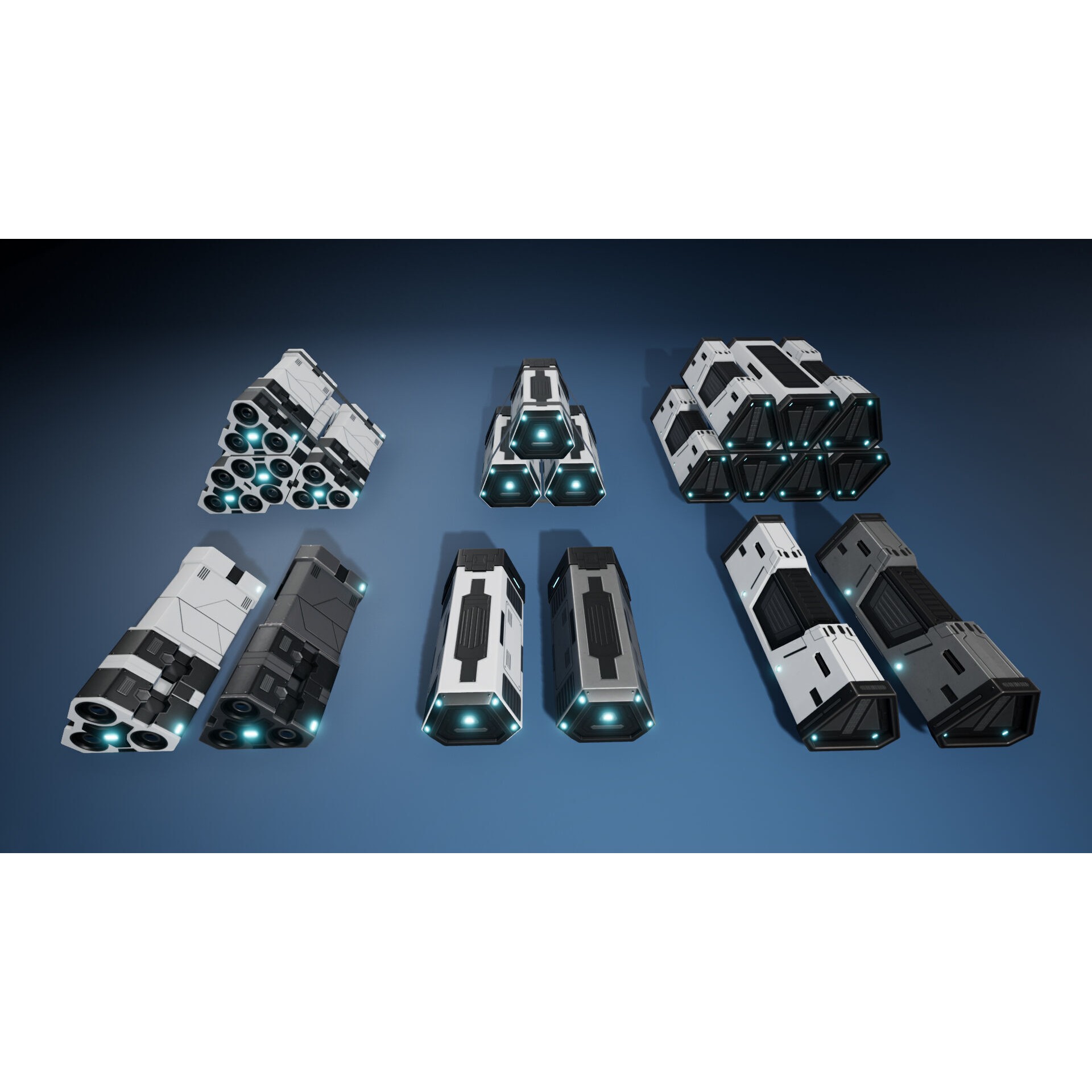 Sci-Fi Hangar Containers and Props - Low-Poly Game-Ready 3D Model - View 7