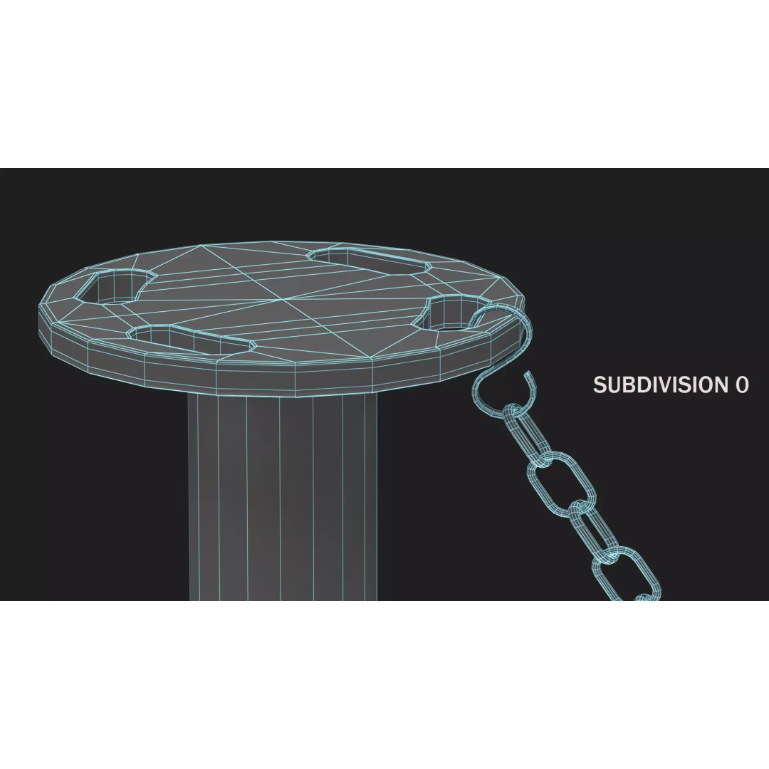 Crowd Control Stanchion 3D Model – Realistic Barrier with Chain, FBX - View 10