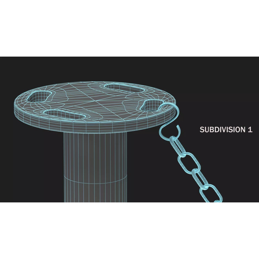 Crowd Control Stanchion 3D Model – Realistic Barrier with Chain, FBX - View 11