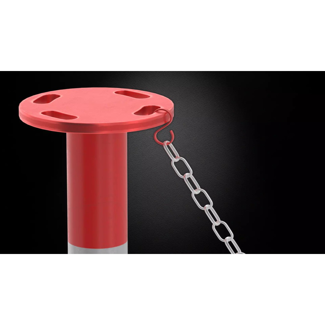 Crowd Control Stanchion 3D Model – Realistic Barrier with Chain, FBX - View 5