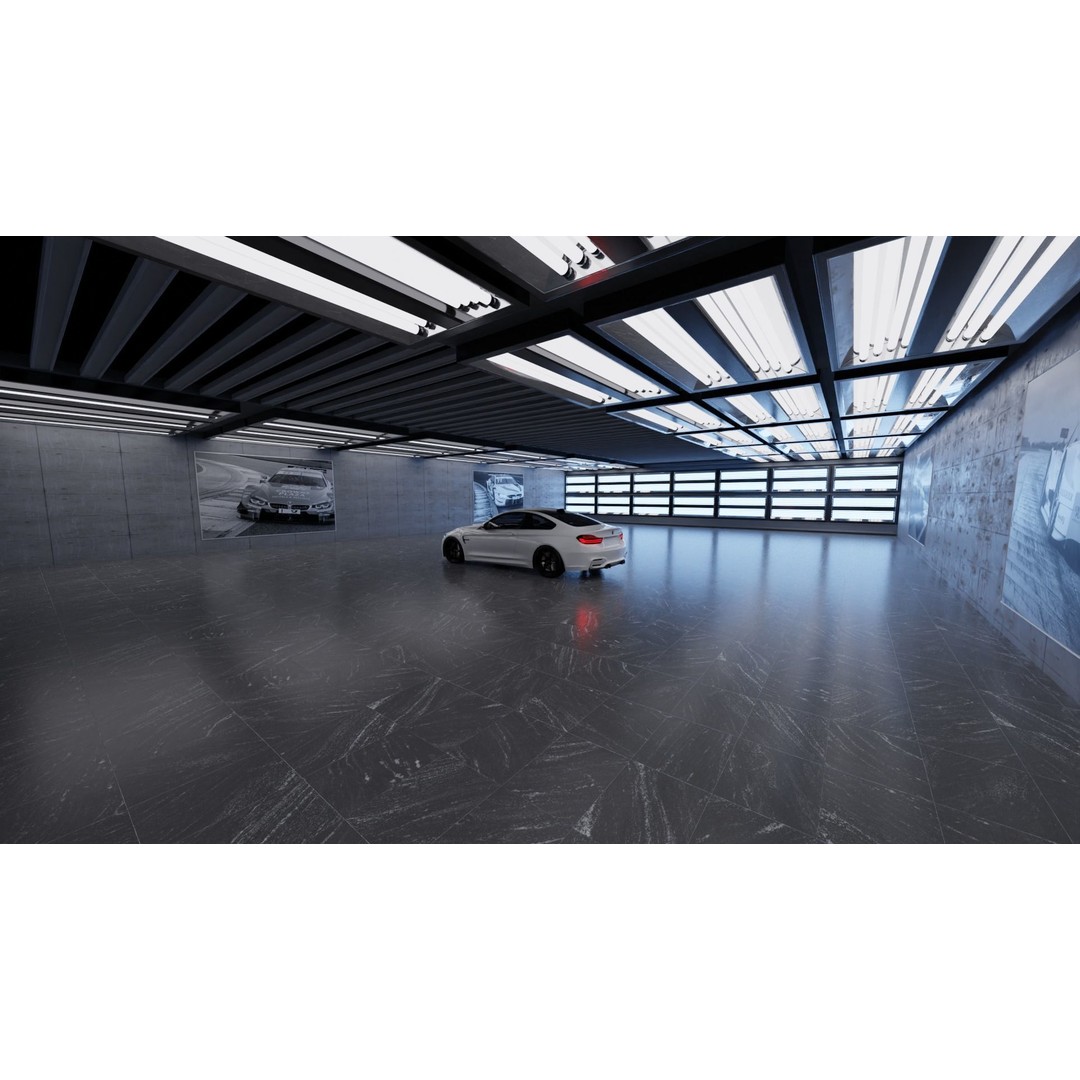 Lighting Car Studio 3D Model – Moody Hybrid Lighting Setup, FBX/OBJ - View 3