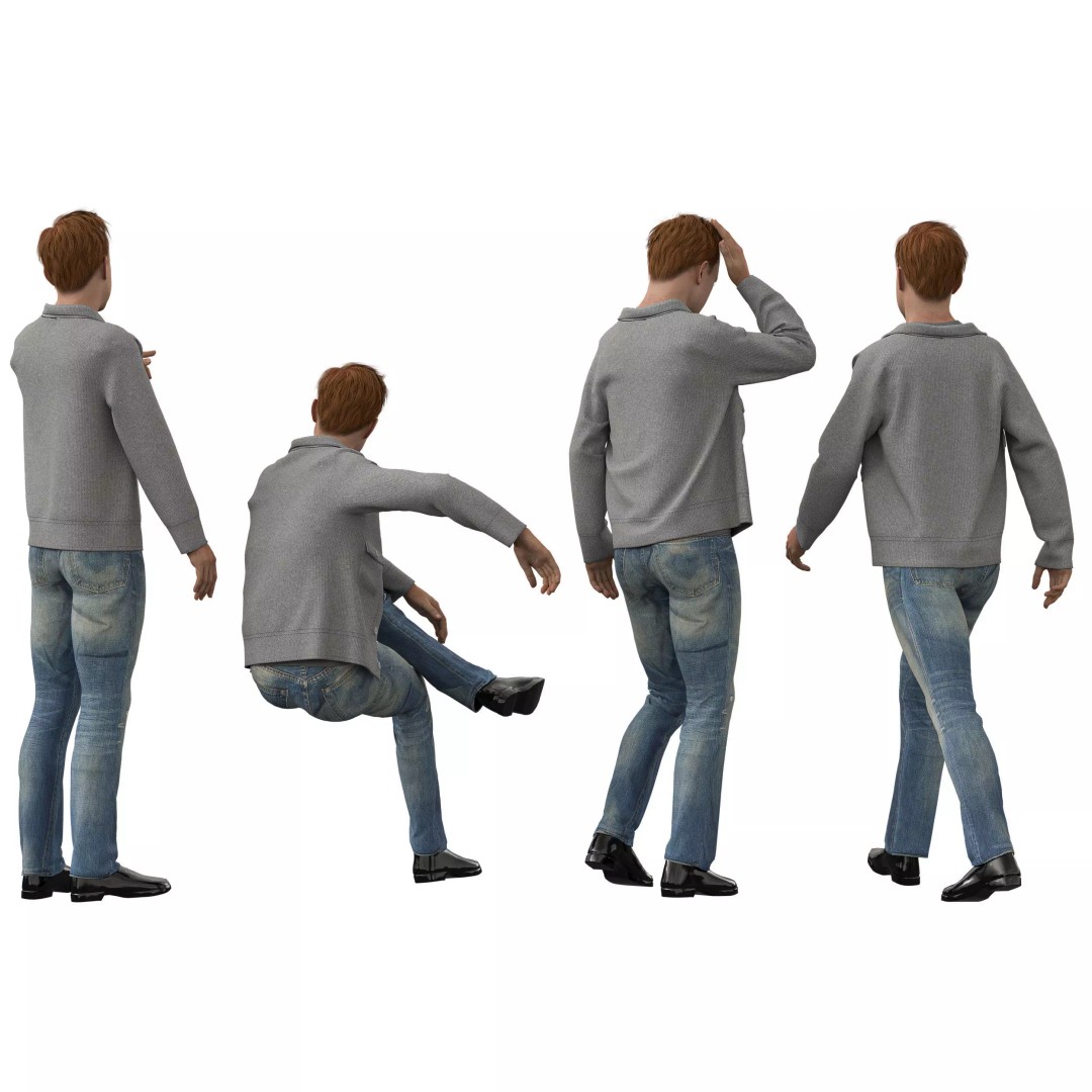 Casual Man 3D Model – Low Poly Character with Jacket, FBX, OBJ - View 4