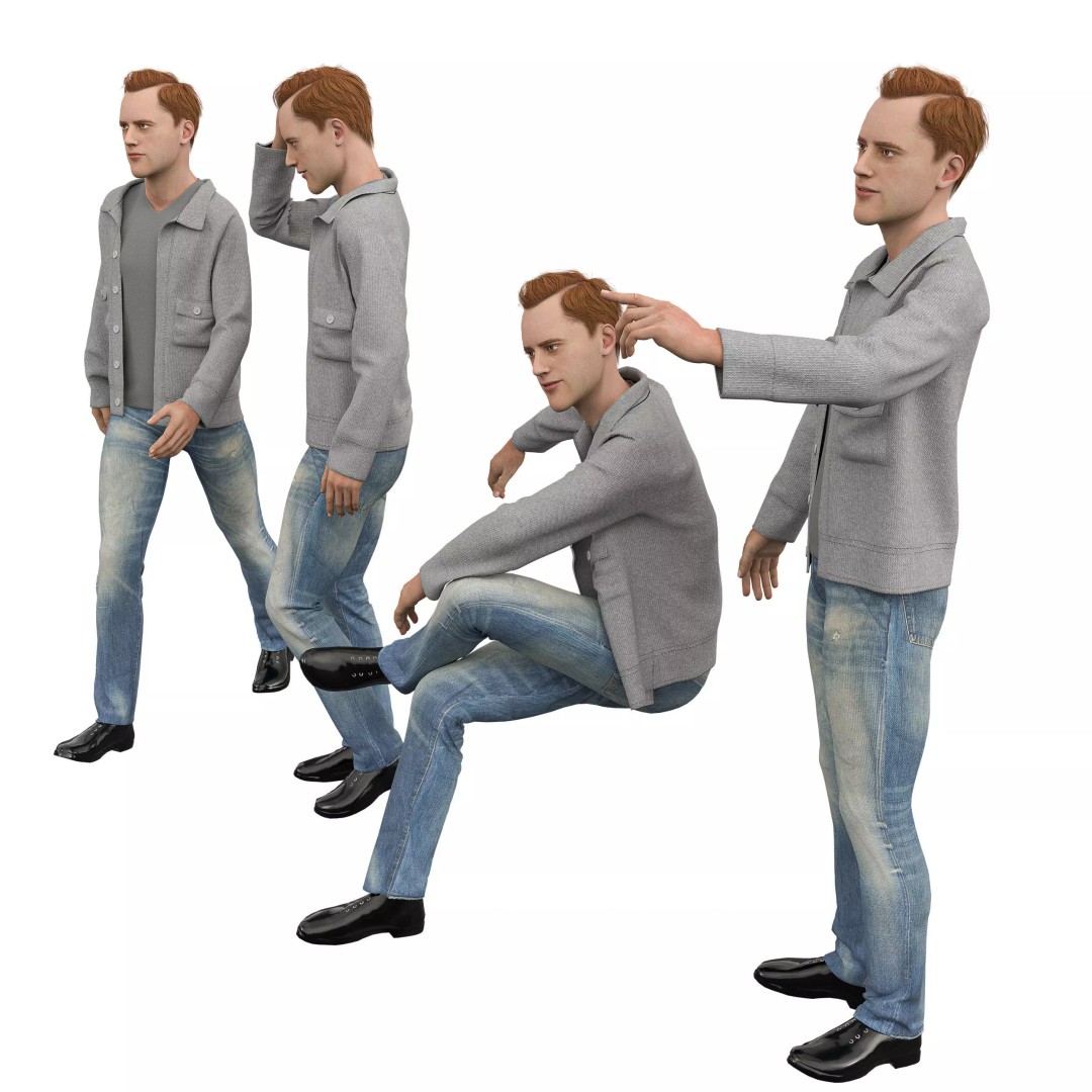 Casual Man 3D Model – Low Poly Character with Jacket, FBX, OBJ - View 5
