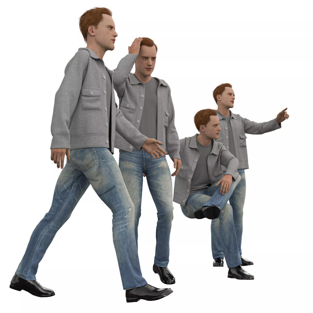 Casual Man 3D Model – Low Poly Character with Jacket, FBX, OBJ - View 6