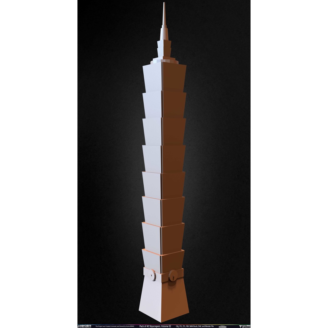 Pack of 40 Skyscrapers 3D Model – Low Poly Cityscape Asset, Blender, OBJ - View 10
