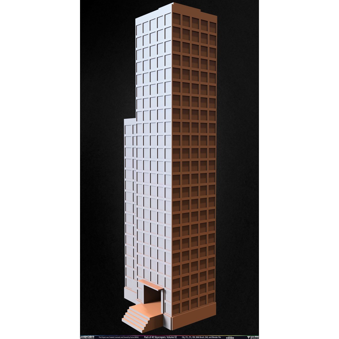 Pack of 40 Skyscrapers 3D Model – Low Poly Cityscape Asset, Blender, OBJ - View 12