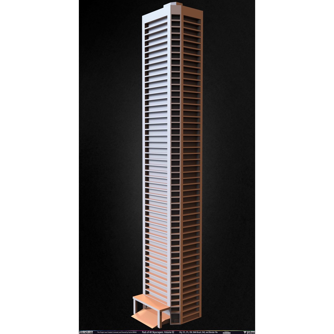 Pack of 40 Skyscrapers 3D Model – Low Poly Cityscape Asset, Blender, OBJ - View 14