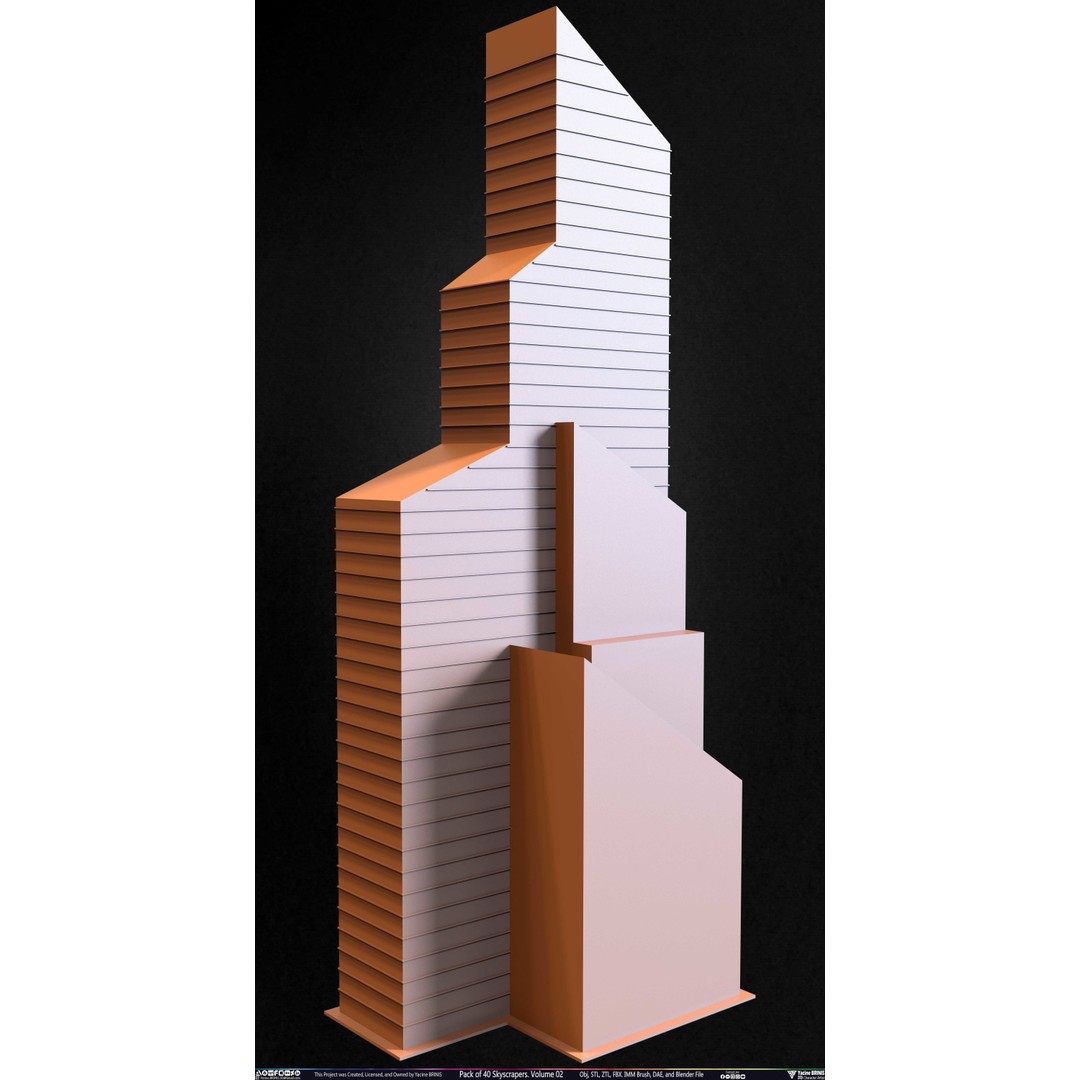 Pack of 40 Skyscrapers 3D Model – Low Poly Cityscape Asset, Blender, OBJ - View 16