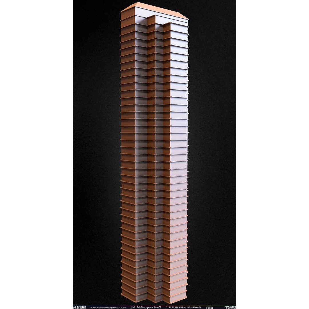Pack of 40 Skyscrapers 3D Model – Low Poly Cityscape Asset, Blender, OBJ - View 18