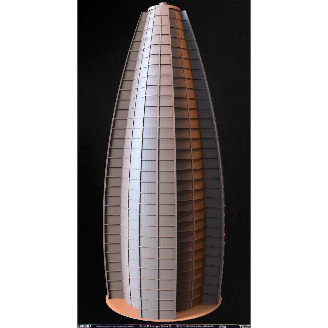 Pack of 40 Skyscrapers 3D Model – Low Poly Cityscape Asset, Blender, OBJ - View 20