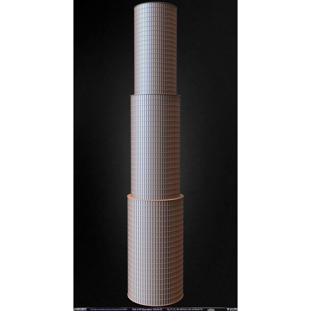 Pack of 40 Skyscrapers 3D Model – Low Poly Cityscape Asset, Blender, OBJ - View 21
