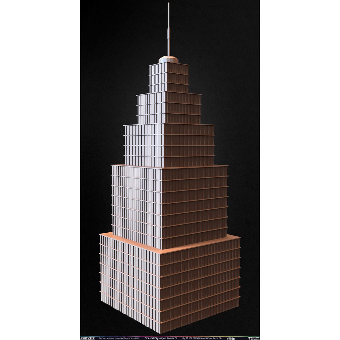 Pack of 40 Skyscrapers 3D Model – Low Poly Cityscape Asset, Blender, OBJ - View 22