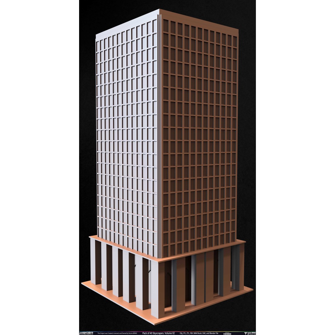 Pack of 40 Skyscrapers 3D Model – Low Poly Cityscape Asset, Blender, OBJ - View 24