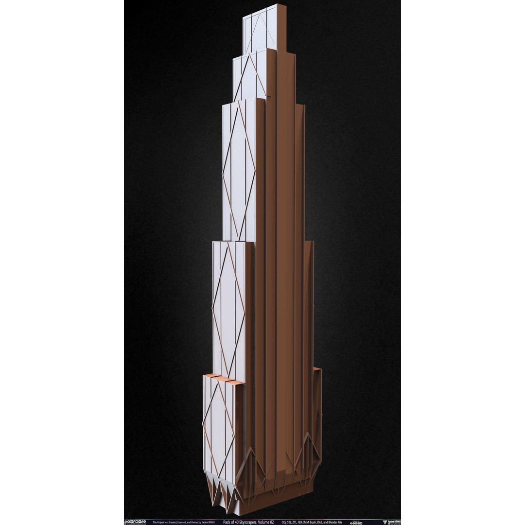 Pack of 40 Skyscrapers 3D Model – Low Poly Cityscape Asset, Blender, OBJ - View 25