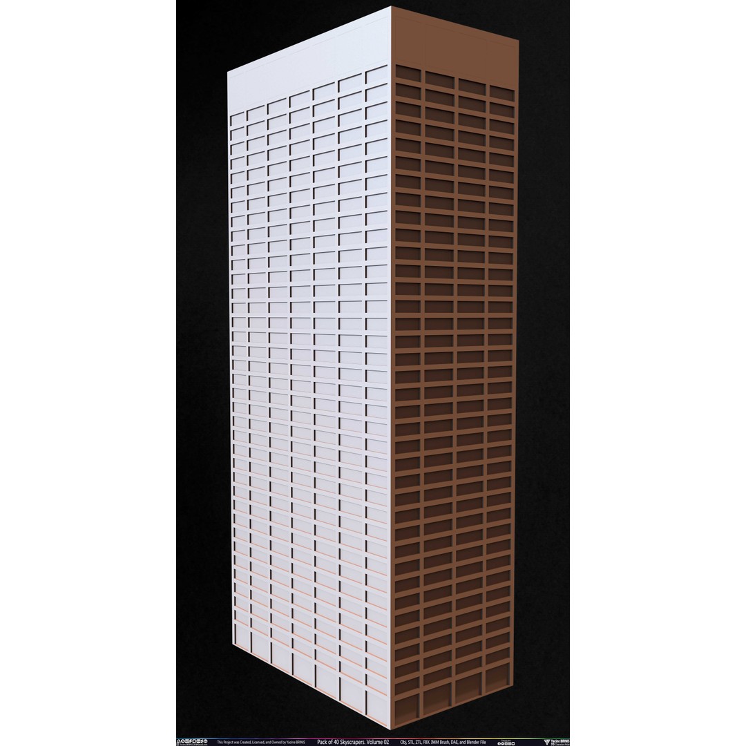 Pack of 40 Skyscrapers 3D Model – Low Poly Cityscape Asset, Blender, OBJ - View 29