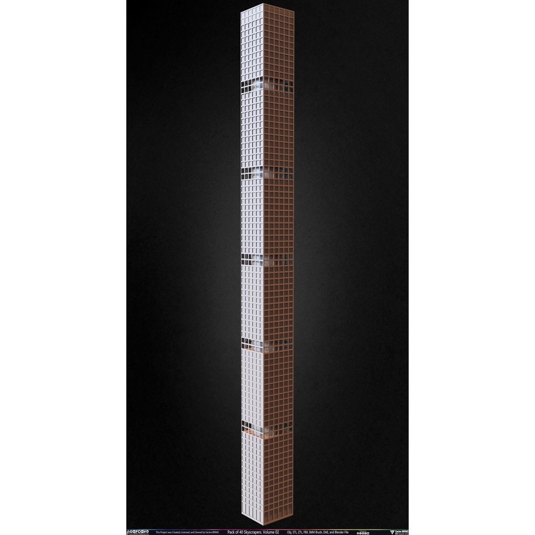 Pack of 40 Skyscrapers 3D Model – Low Poly Cityscape Asset, Blender, OBJ - View 31