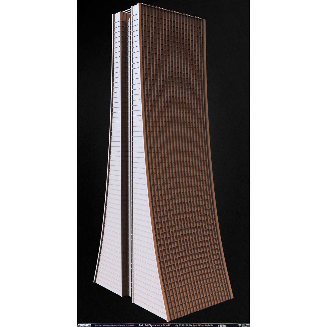 Pack of 40 Skyscrapers 3D Model – Low Poly Cityscape Asset, Blender, OBJ - View 32