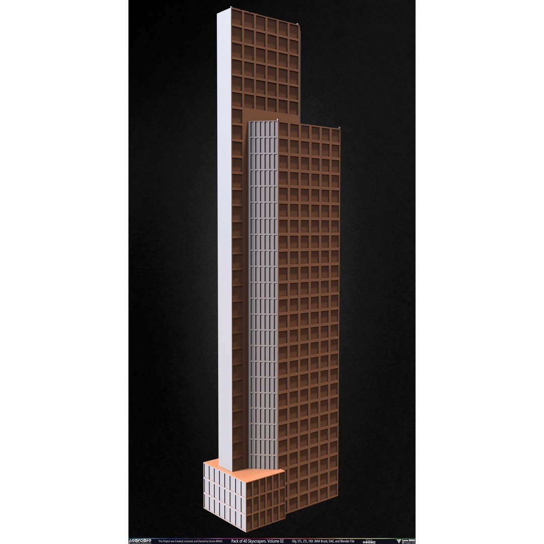 Pack of 40 Skyscrapers 3D Model – Low Poly Cityscape Asset, Blender, OBJ - View 33