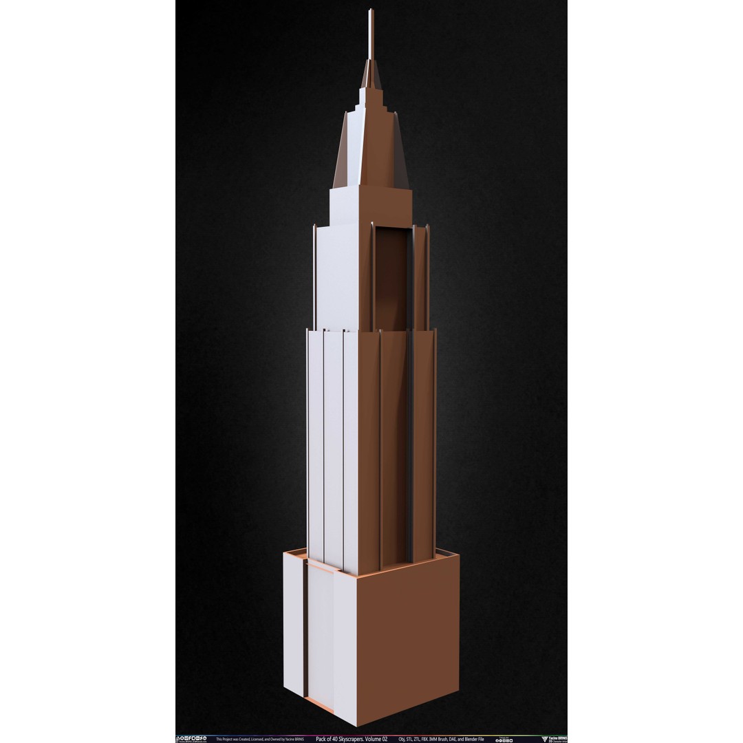 Pack of 40 Skyscrapers 3D Model – Low Poly Cityscape Asset, Blender, OBJ - View 34