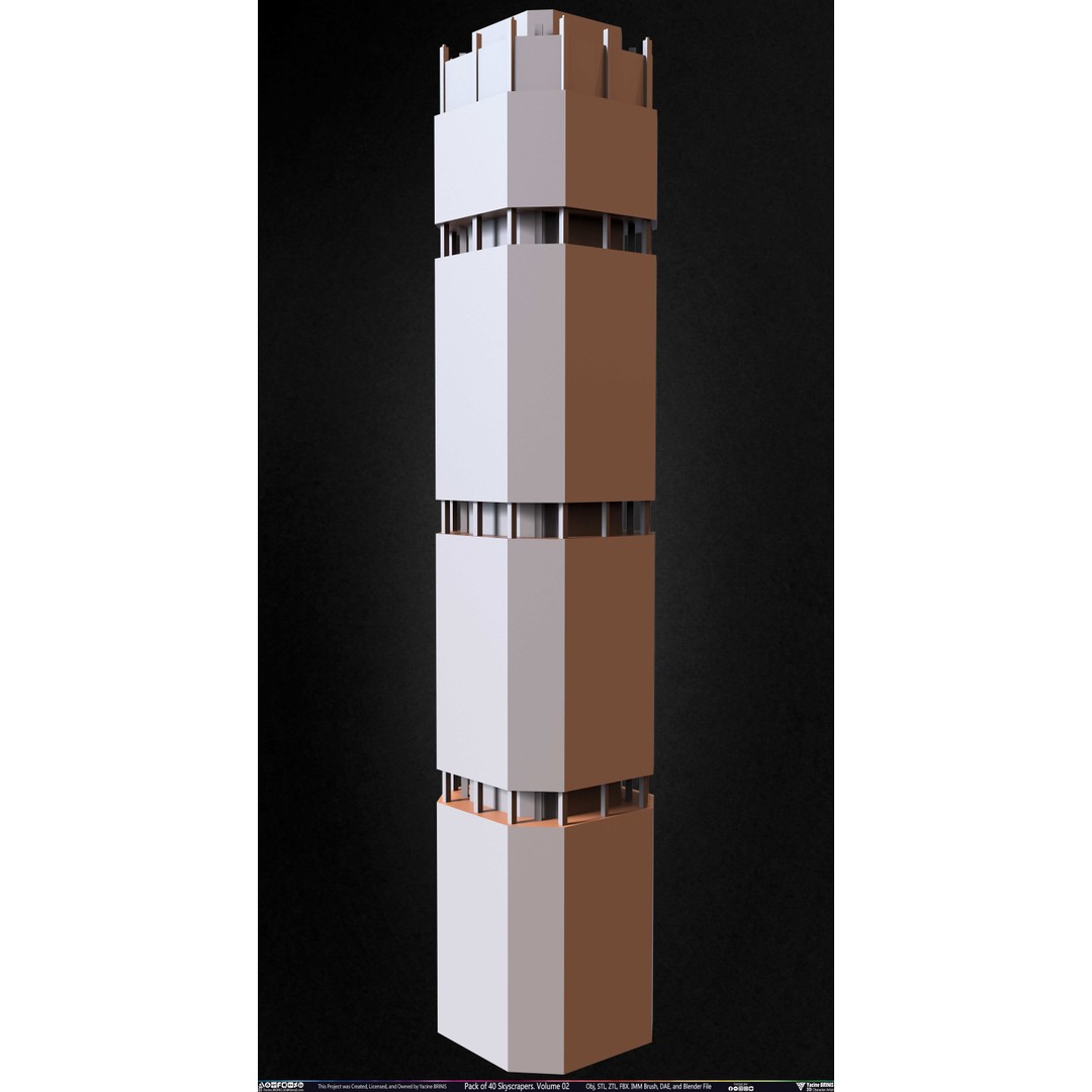 Pack of 40 Skyscrapers 3D Model – Low Poly Cityscape Asset, Blender, OBJ - View 35