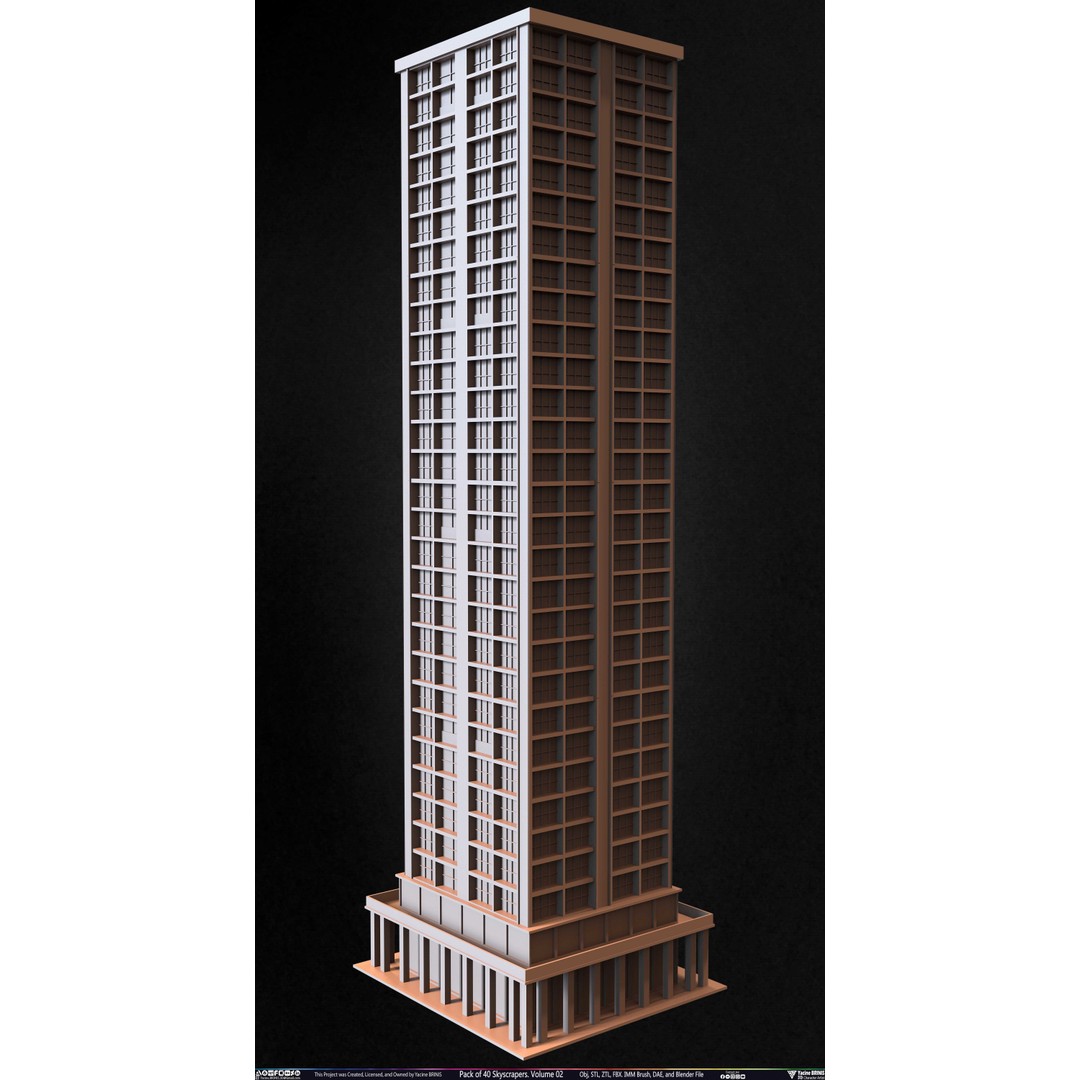 Pack of 40 Skyscrapers 3D Model – Low Poly Cityscape Asset, Blender, OBJ - View 37
